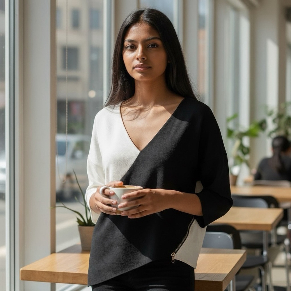 3 for $10 French Connection Asymmetrical Top 3/4 Sleeve #026